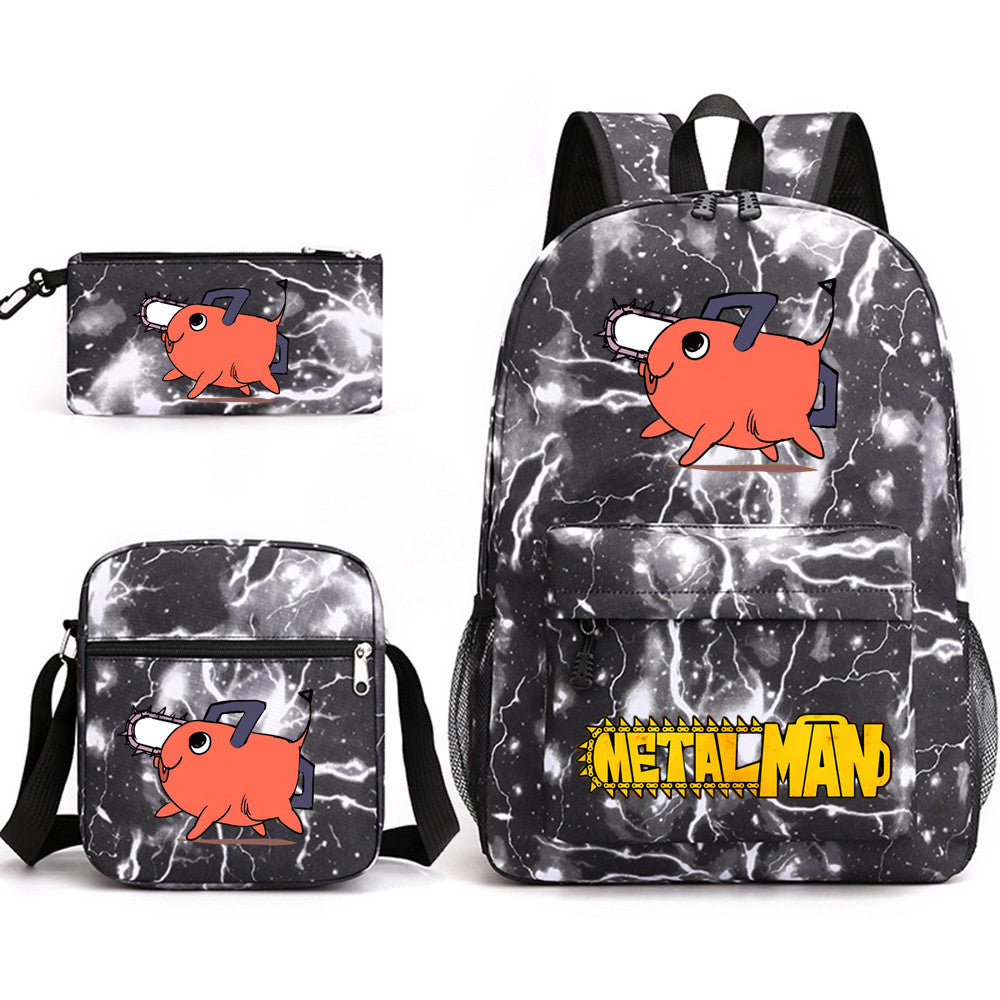 Pochita School Bag Three-piece Backpack