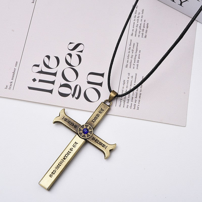 Trendy Anime Cross Sword Necklace