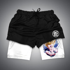 Trendy Anime Digital Print Double-layer Shorts