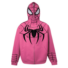 Unisex Chic 3D Zip Up Spider Cosplay Loose Hoodie