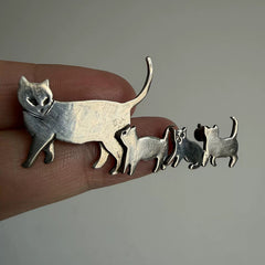 Cute Cat Family Brooch Pin