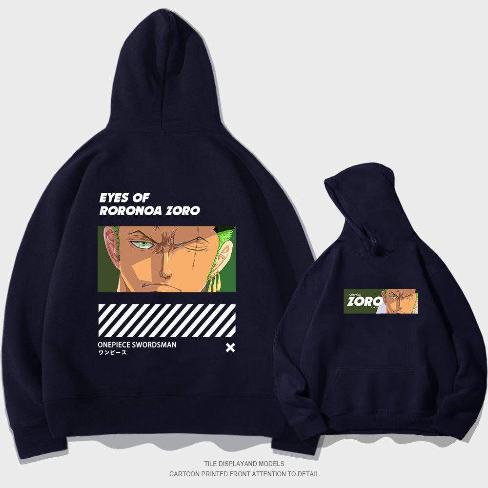 Trendy Anime Zoro Print Loose Hoodie