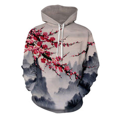 Retro Unisex Floral Digital Print Pattern Hoodie