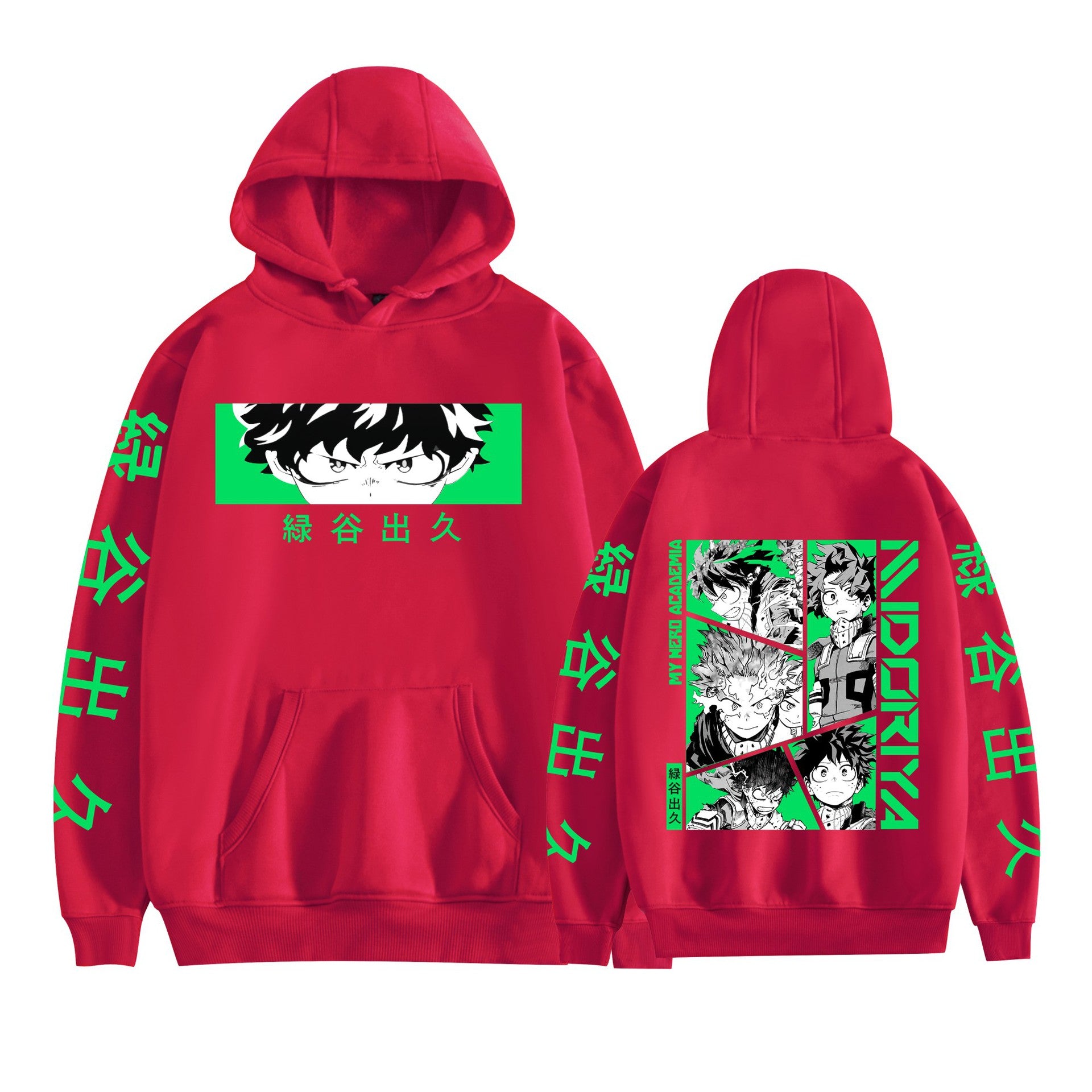Unisex Anime Deku Print Pullover Hoodie