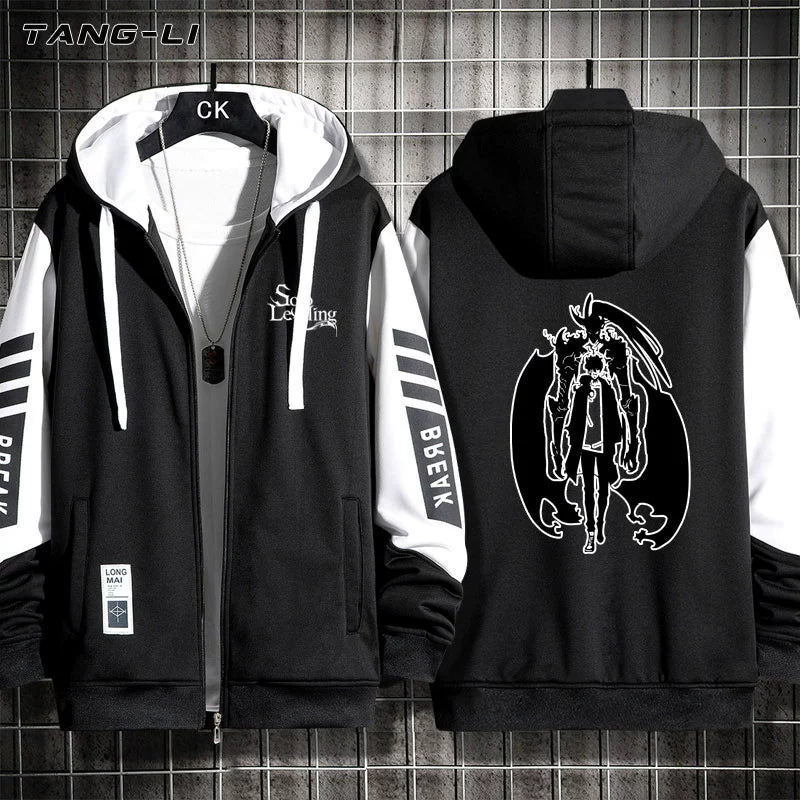 Unisex Anime Print Zipper Cardigan Hoodie
