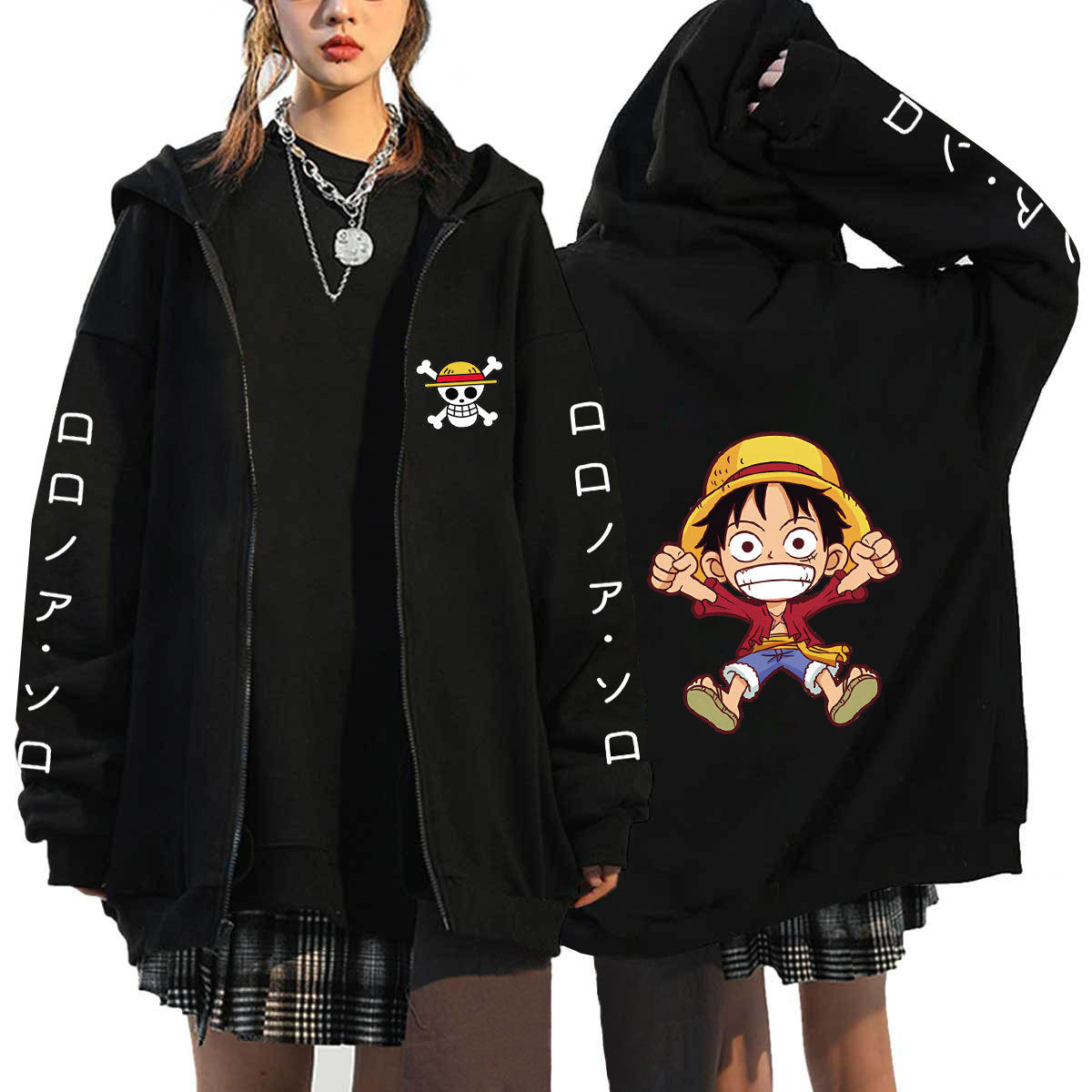 Casual Anime Printed Zipper Cardigan Hoodie