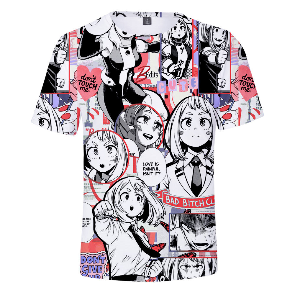 Trendy Anime Pattern Digital Print Short-sleeved T-shirt