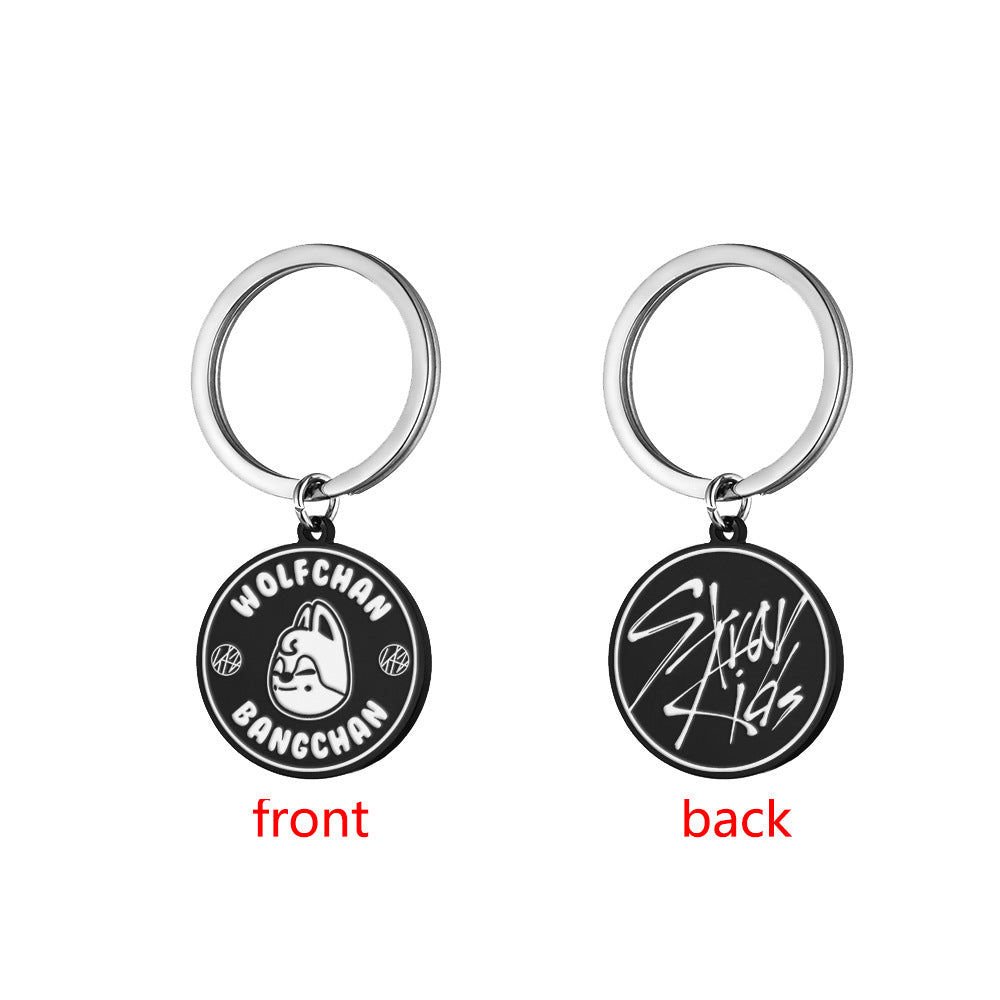 Cartoon KPOP Stainless Steel Engraved Keychain