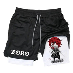 Men's Zoro Printed Double-layer Fitness Casual Shorts