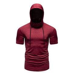 Men's Fitness Running Hooded Short-sleeved T-shirt