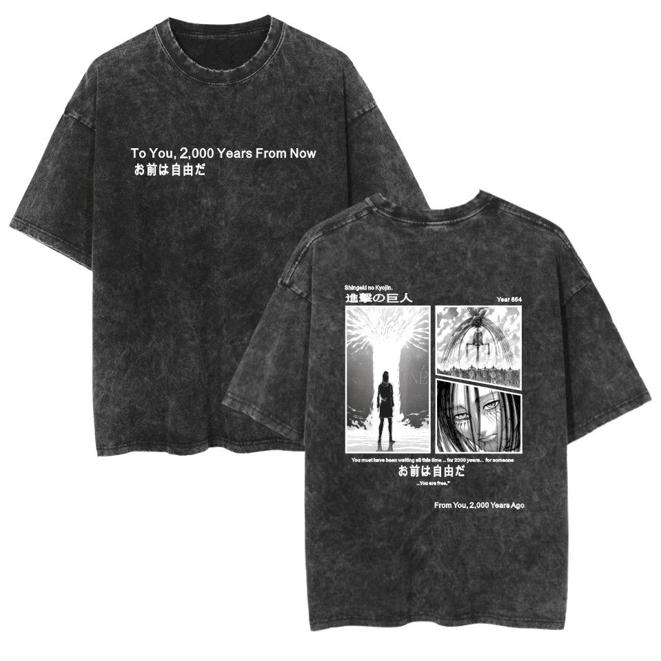 Unisex Levi Anime Cotton Washed T-Shirt