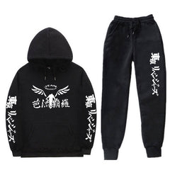 Casual Anime Print Loose Hoodie Pants Tracksuit