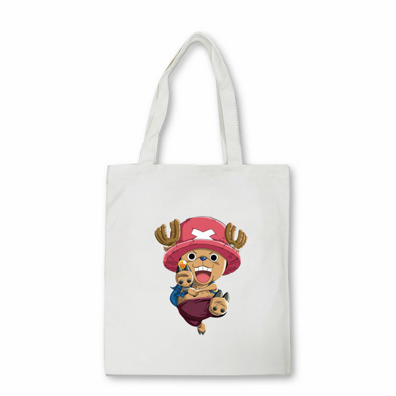 Trendy Luffy Printed Canvas Shoulder Tote Bag