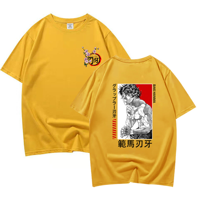 Unisex Anime Baki Printed Short-sleeved T-shirt