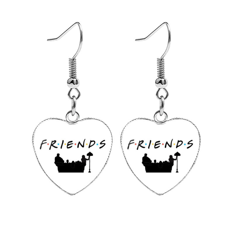 Friends Heart Shape Earrings Jewelry