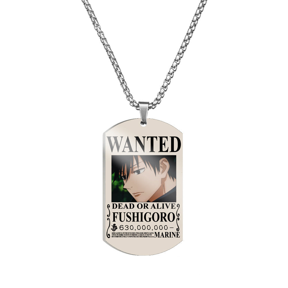 Trendy Anime Printed Dog Tag Necklace