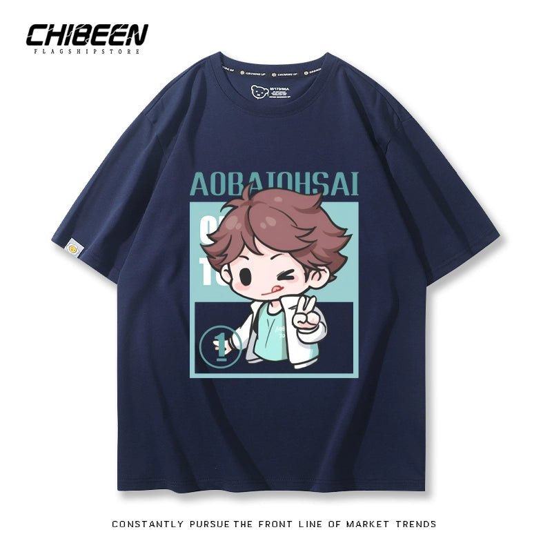 Hinata Anime Print Casual Cotton T-shirt