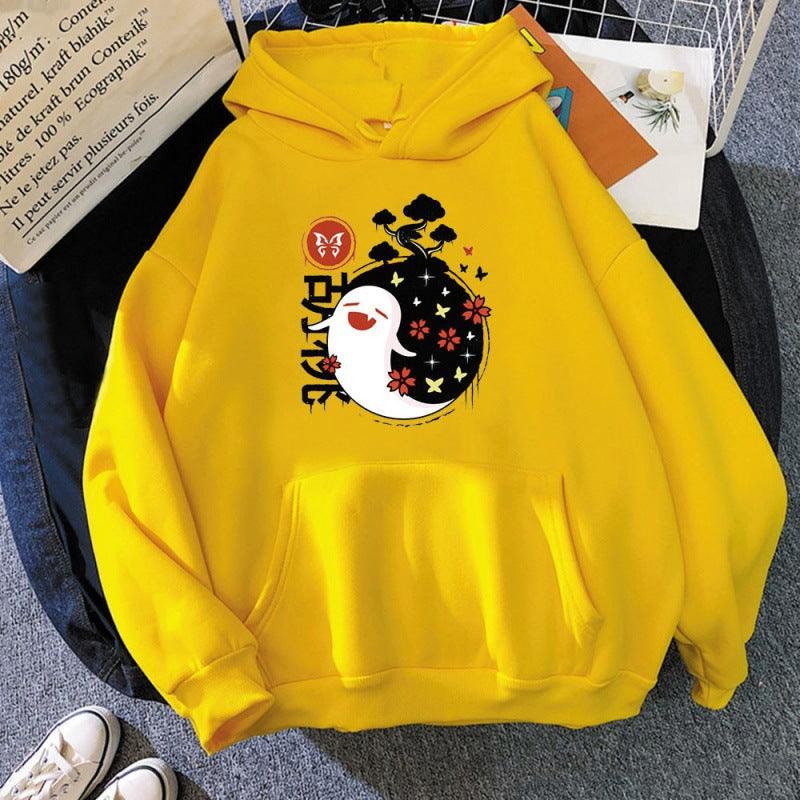 Cute Game Graphic Print Plush Hoodie