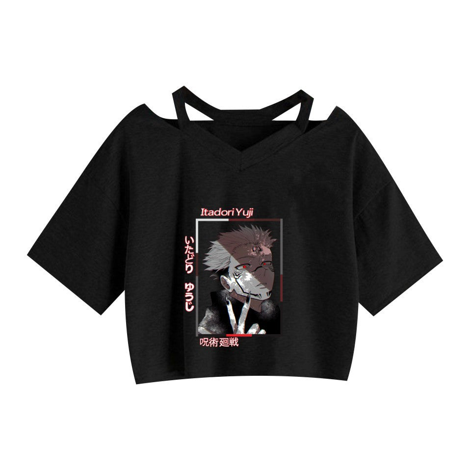 Girls' Anime Sexy Short Sleeve Crop Top