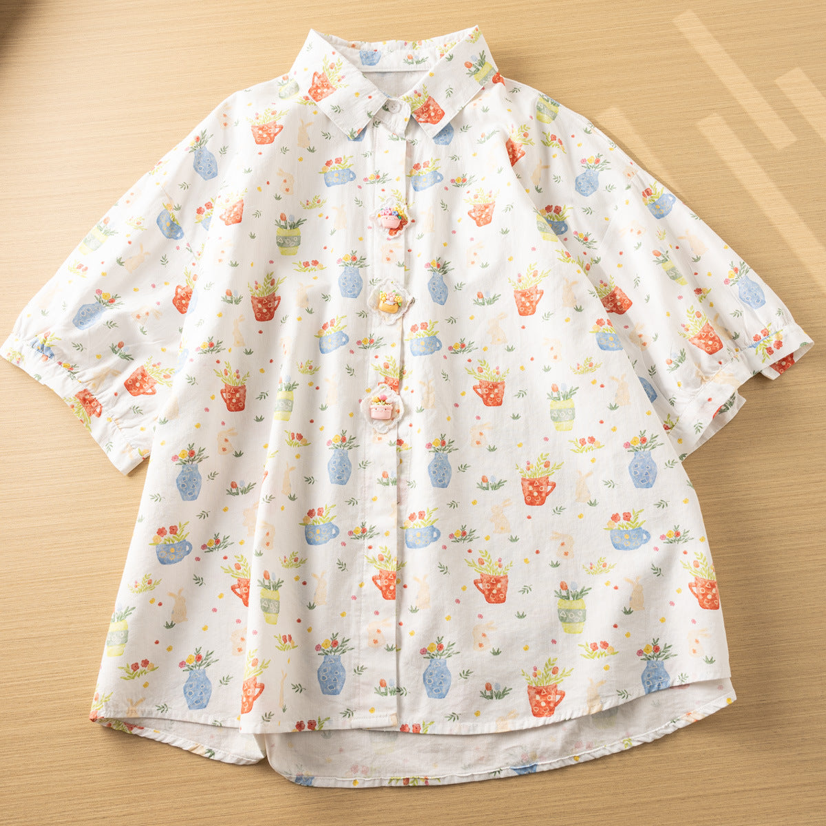 Versatile Casual Cartoon Printed Short-sleeved Shirt