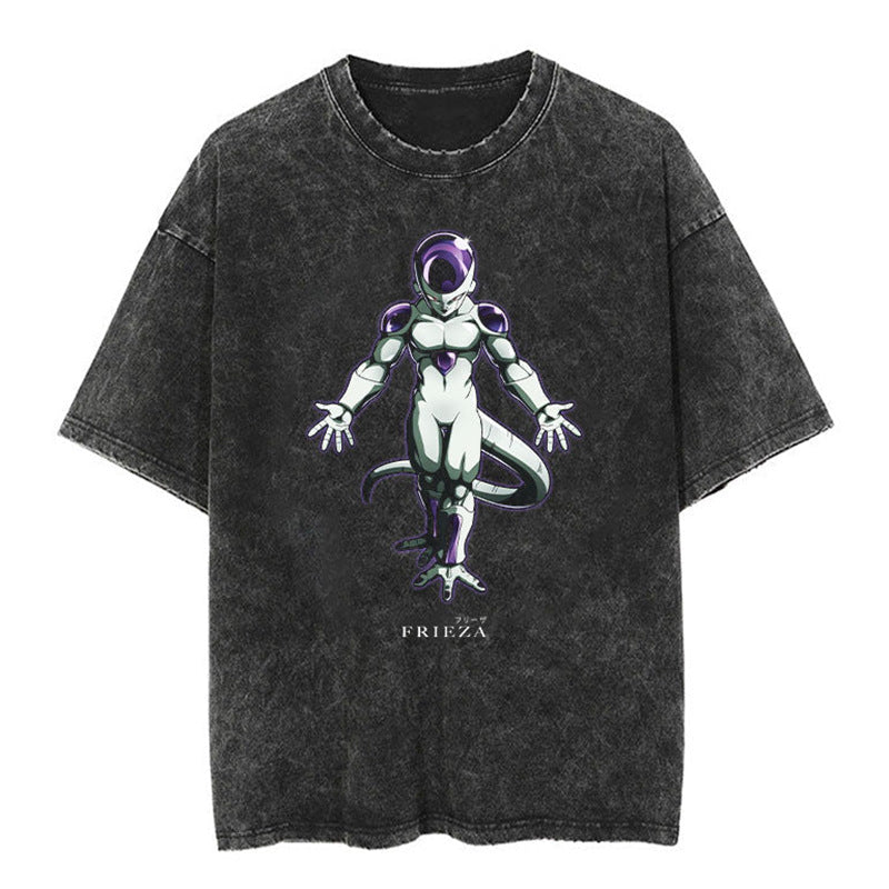 Unisex Vintage Anime Washed Short Sleeve T-shirt