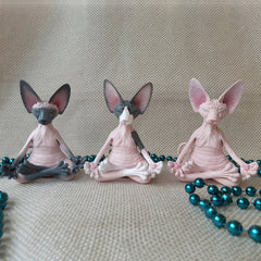 Hairless Meditation Cat Resin Ornaments