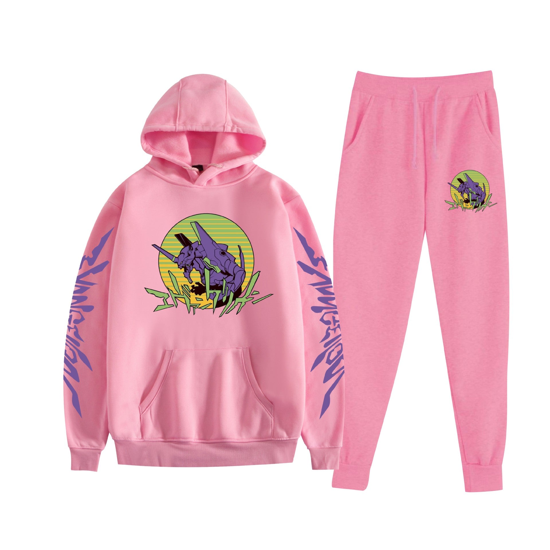 Unisex Eva Graphic Print Hoodie Pants Set