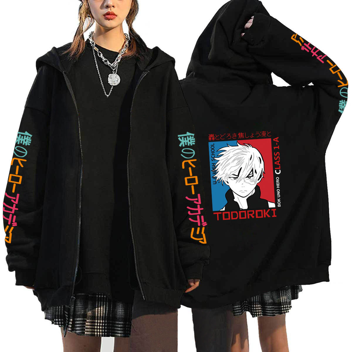 Unisex Trendy Anime Graphic Zipper Hoodie