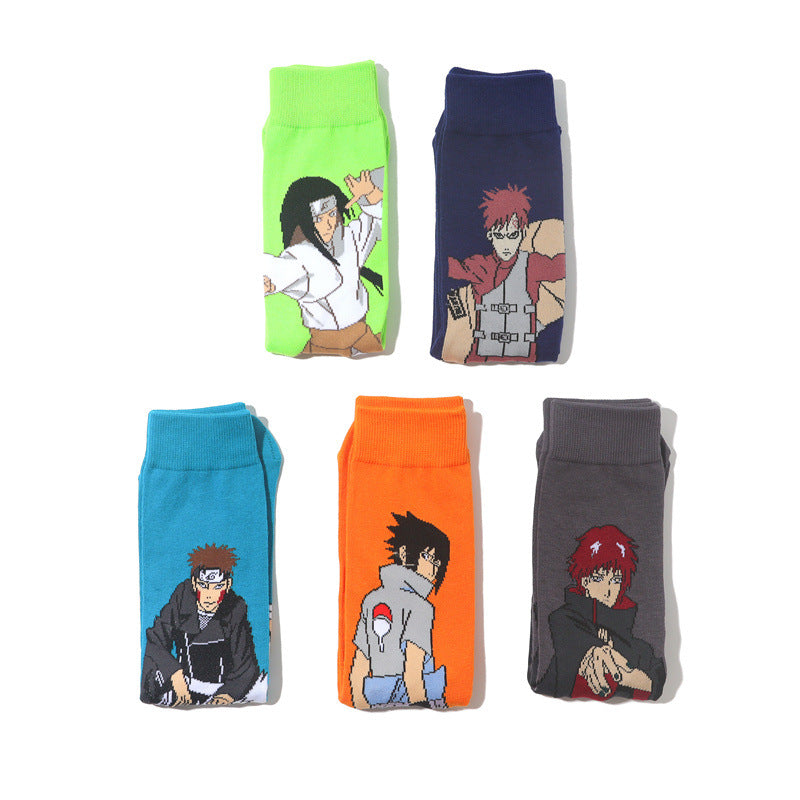 Trendy Men's Anime Cotton Socks