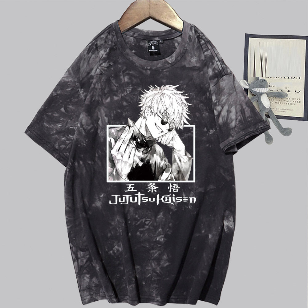 Unisex Anime Tie-dye Loose Short-sleeved T-shirt