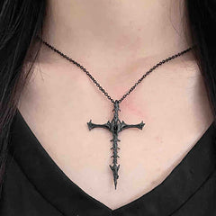Dark Aesthetic Skeleton Cross Pendant Necklace