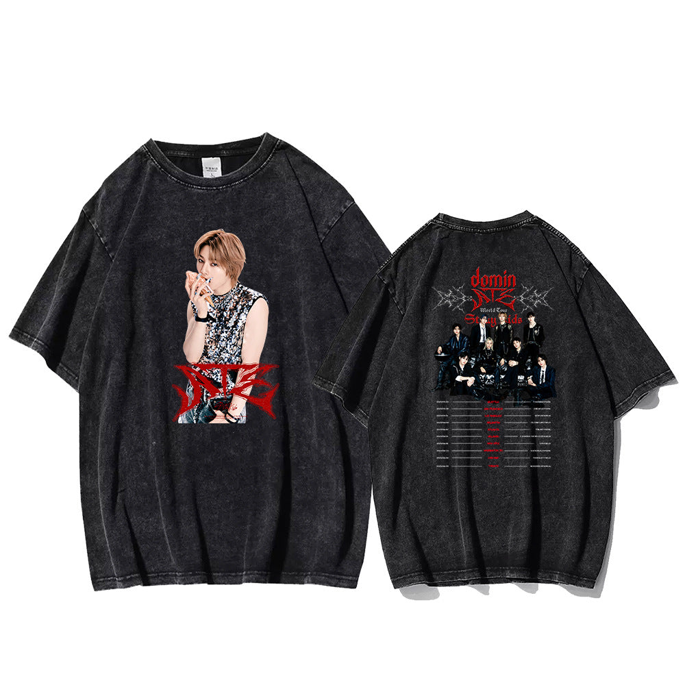 Unisex Kpop ATE Graphic Washed T-shirt