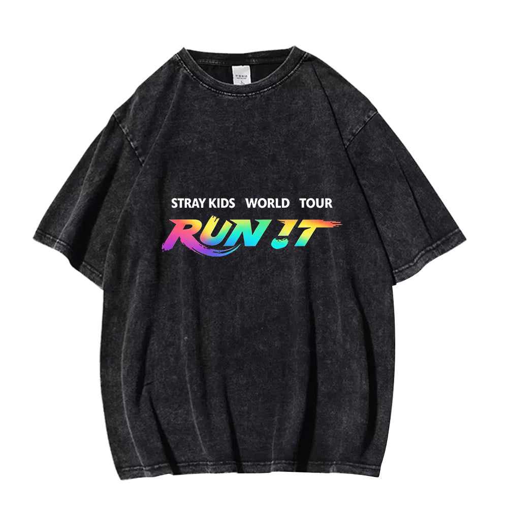 SKZ RUN IT Poster Cotton Washed T-shirt