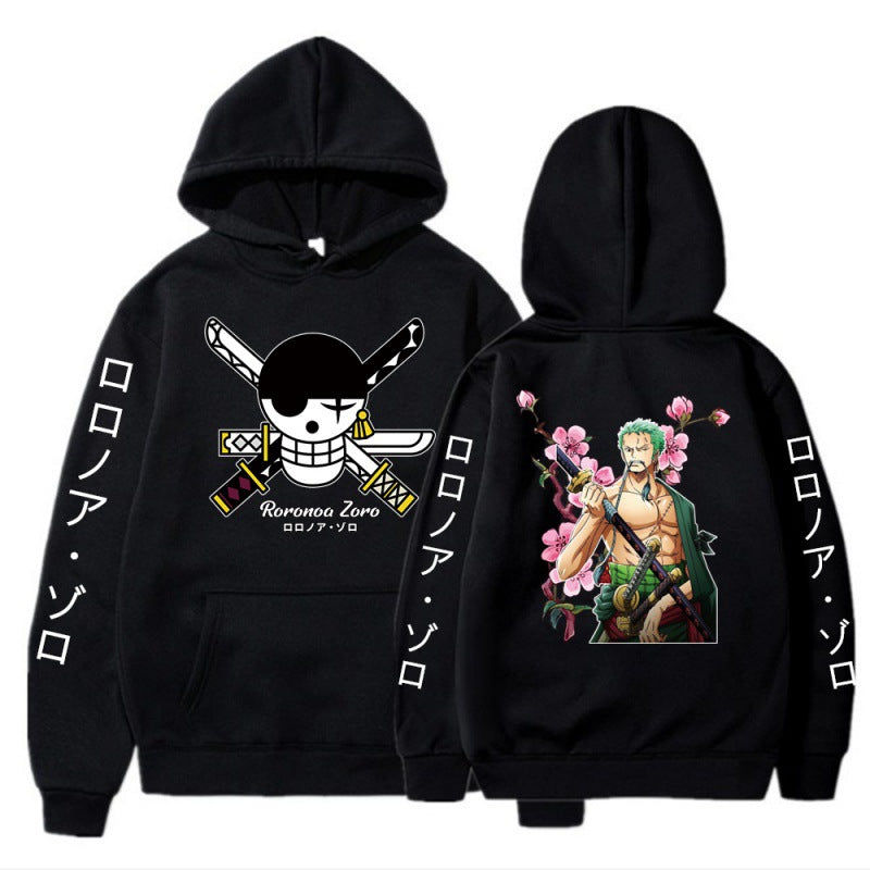 Unisex Luffy Floral Printed Loose Hoodie