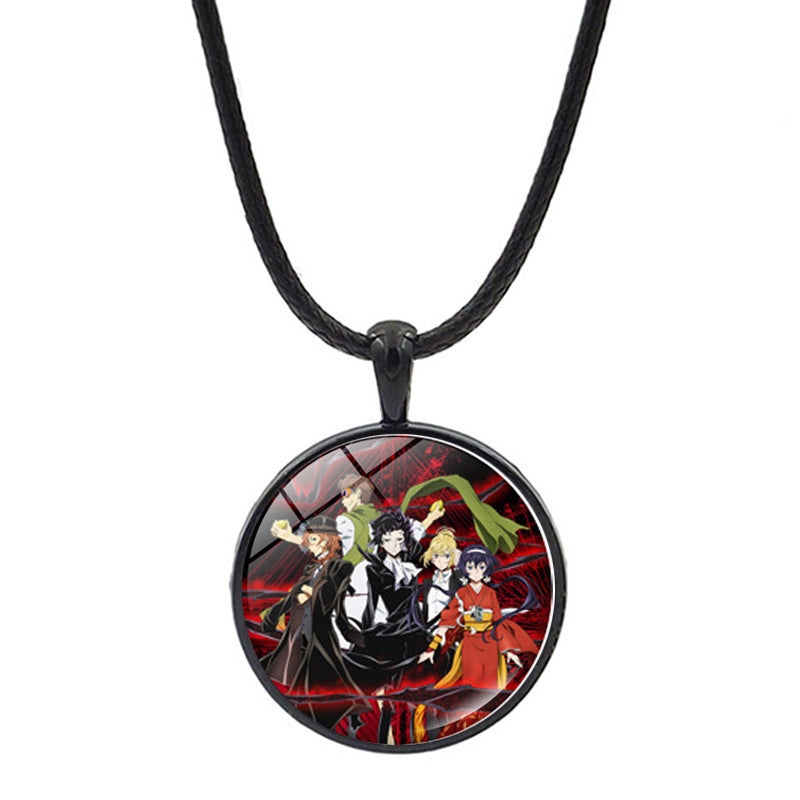 Versatile Anime Pendant Leather Rope Necklace