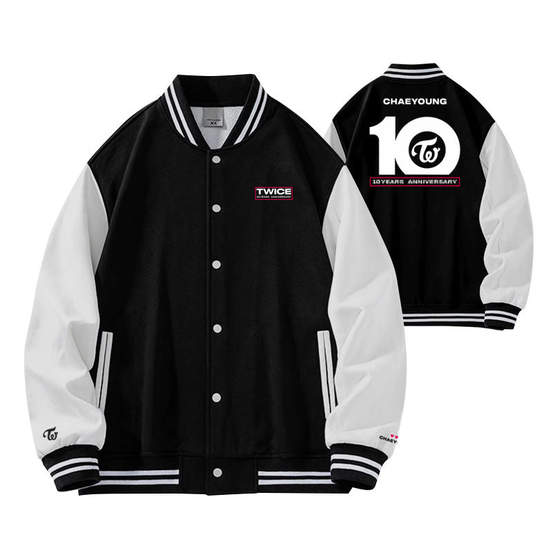 Casual Twice Tenth Anniversary Baseball Coat