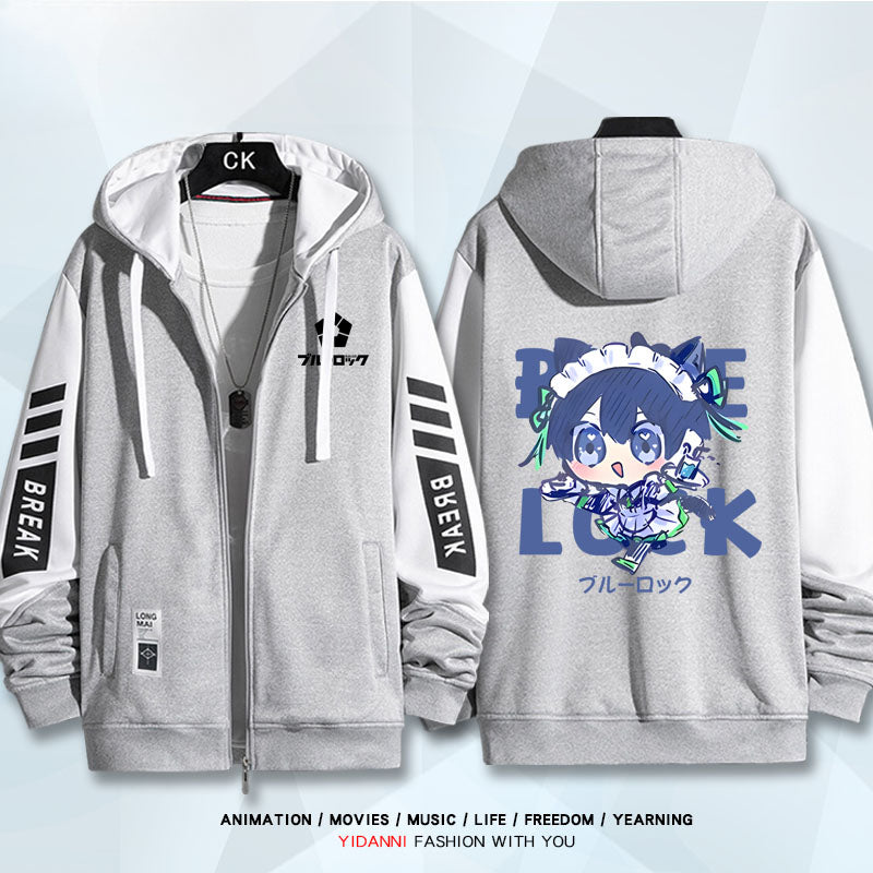 Unisex Anime Print Zipper Loose Hoodie