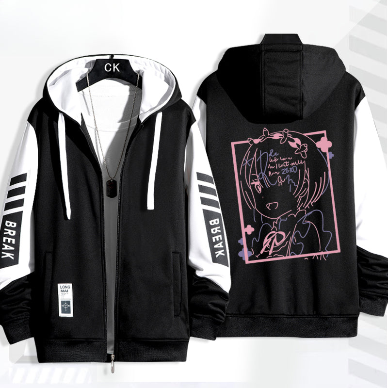 Unisex Anime Pattern Zipper Hoodie