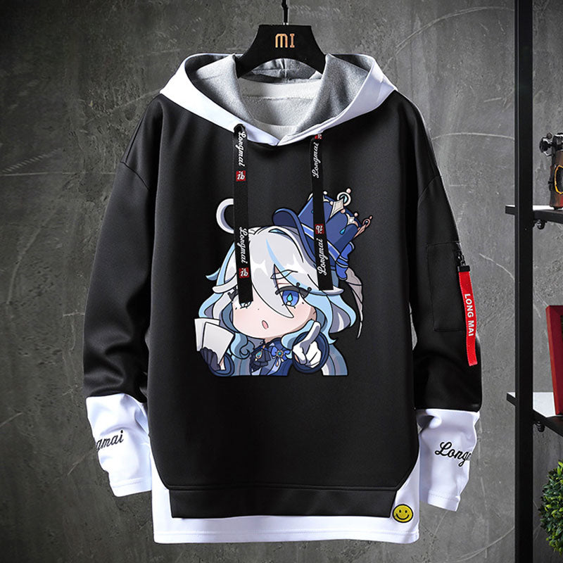 Unisex Game Furina Fake Two-piece Hoodie