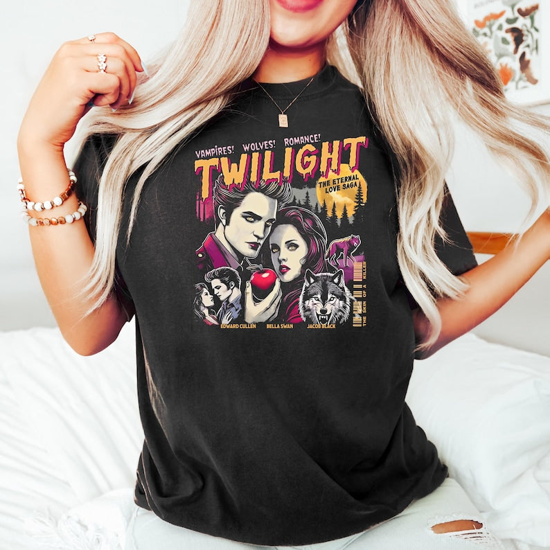 Retro Twilight Saga Printed Crew Neck T-shirt