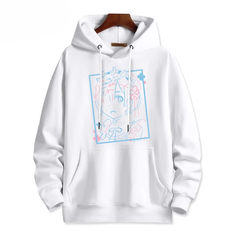 Casual Anime Graphic Print Pullover Hoodie