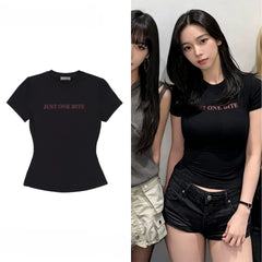 Karina Same Letter Slim Short-sleeved T-shirt