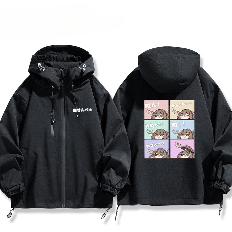 Unisex Anime Printed Zipper Hooded Jacket