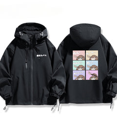 Unisex Anime Printed Zipper Hooded Jacket