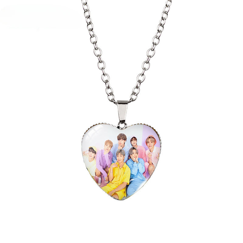 Kpop Time Gem Heart Necklace