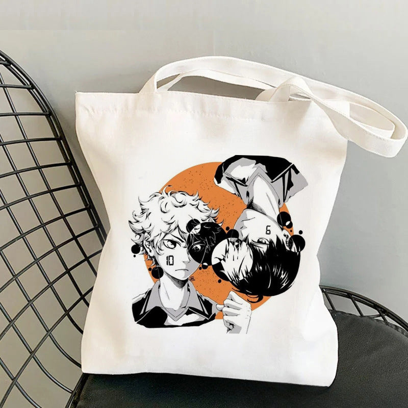 Trendy Anime Printed Canvas Shoulder Tote Bag