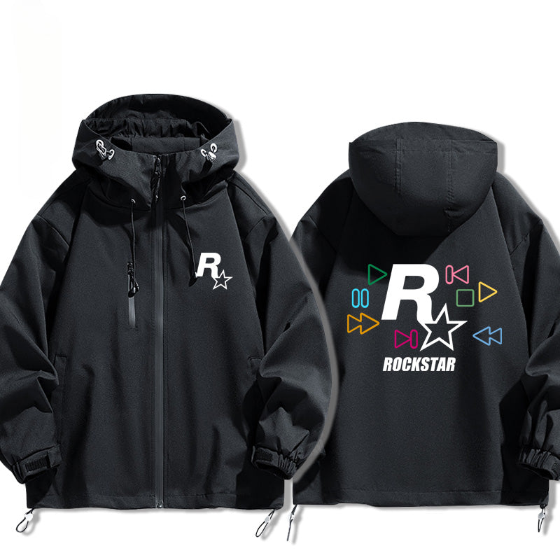 Game R Star Pattern Hooded Loose Jacket