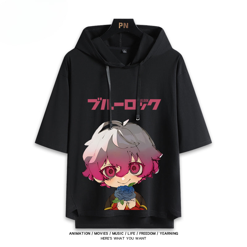 Unisex Anime Cos Short Sleeve Hooded T-Shirt
