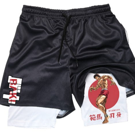 Men's Baki Hanma Double-layer Sports Shorts