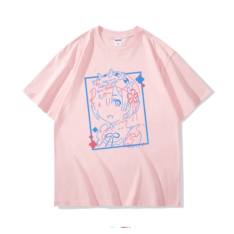 Rem Anime Cotton Short Sleeve Summer T-Shirt